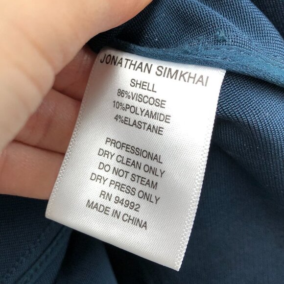 Jonathan Simkhai Navy Blue racerback structured Flared pleated  midi dress - Picture 4 of 14